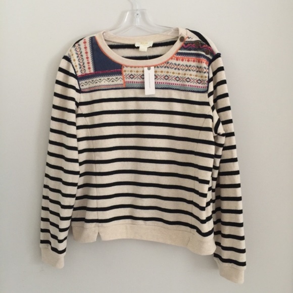 Anthropologie Finn Striped Pullover Top new SIZE LP PL petite size - Picture 3 of 9